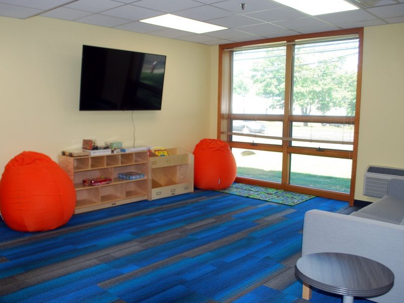 A room for children and families to get comfortable during their visit